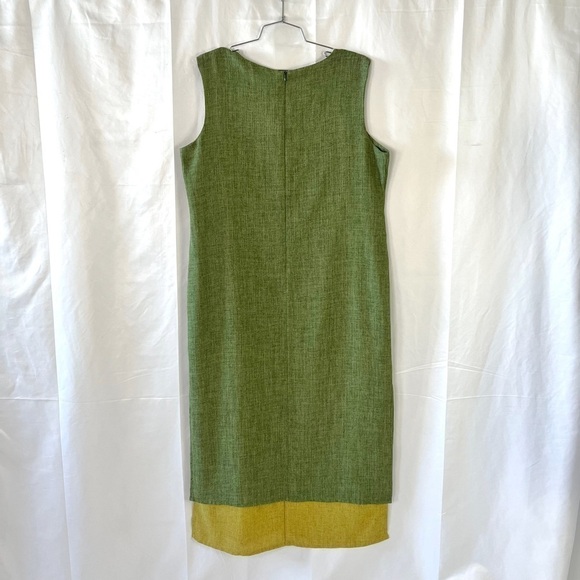 LASAGNIE GREEN DRESS MAXI DRESS LAYERED DRESS SLIT ON THE SIDE BOXY SHAPE 16 - Picture 4 of 16